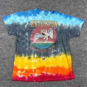 Led Zeppelin Shirt Mens L US Tour 1975 Tie Dye Graphic Swan Song Rock Band